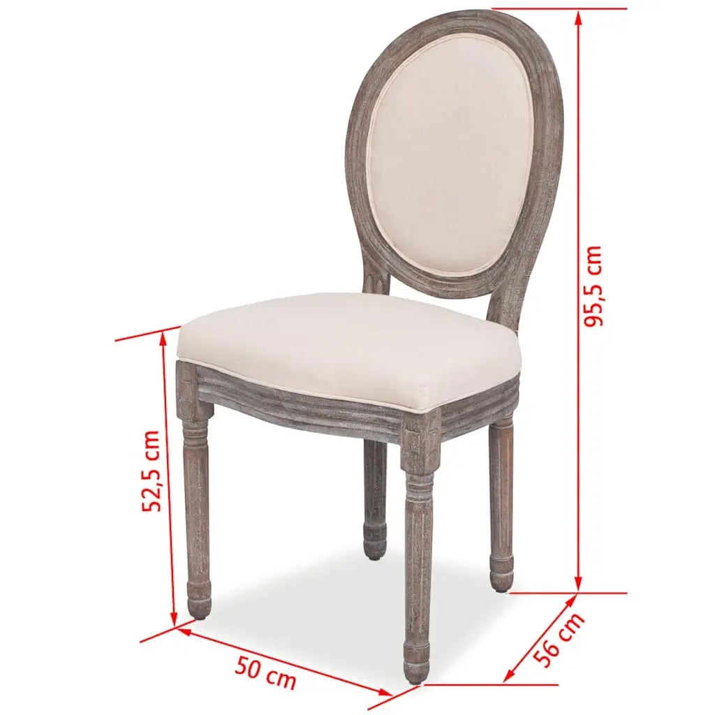 Dining Chairs Set of 4 Cream Linen Upholstered Padded Seats Kitchen Room
