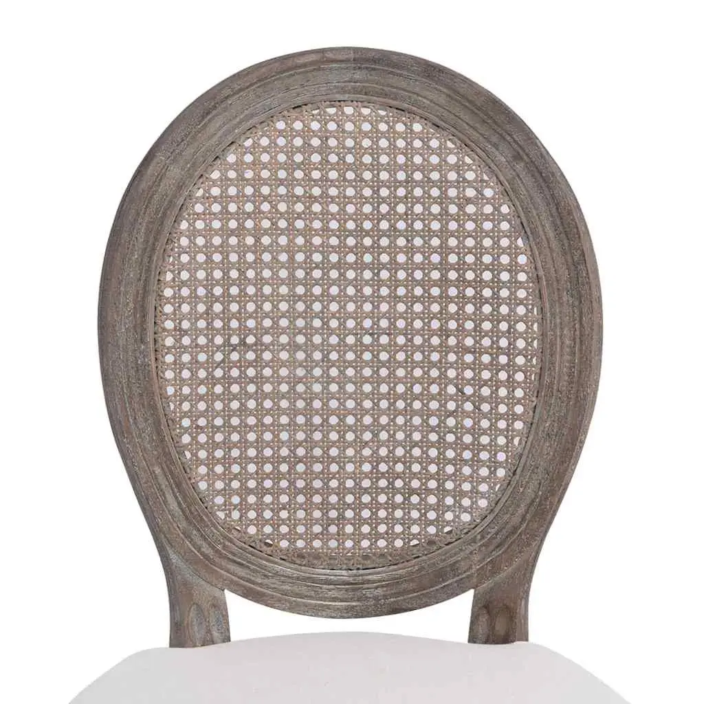 Dining Chairs Set in Cream with Rattan Detail