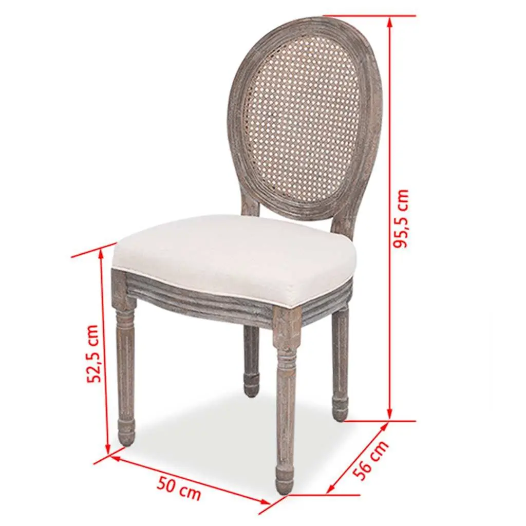 Dining Chairs Set in Cream with Rattan Detail