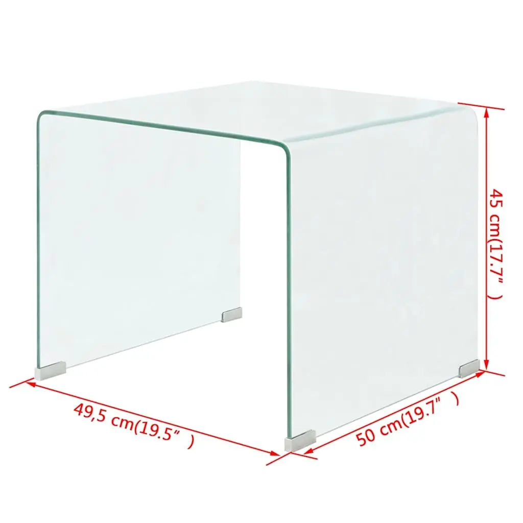 Coffee Table Tempered Glass Clear Modern Compact 49.5 x 50 x 45 cm