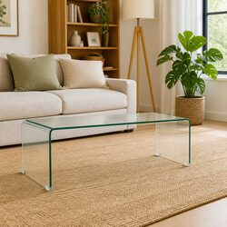 Coffee Table Tempered Glass Clear Contemporary Design Living Room Study Accent