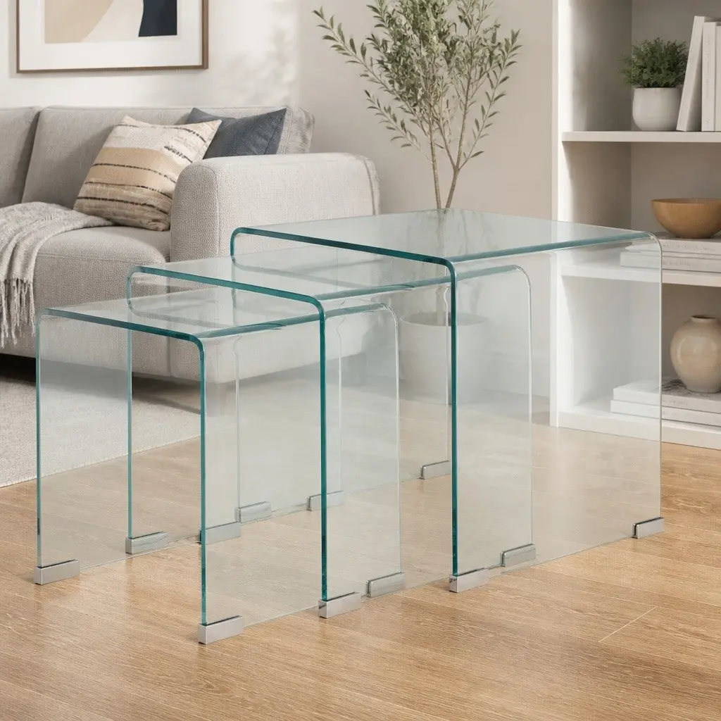 3-Piece Glass Nesting Table Set