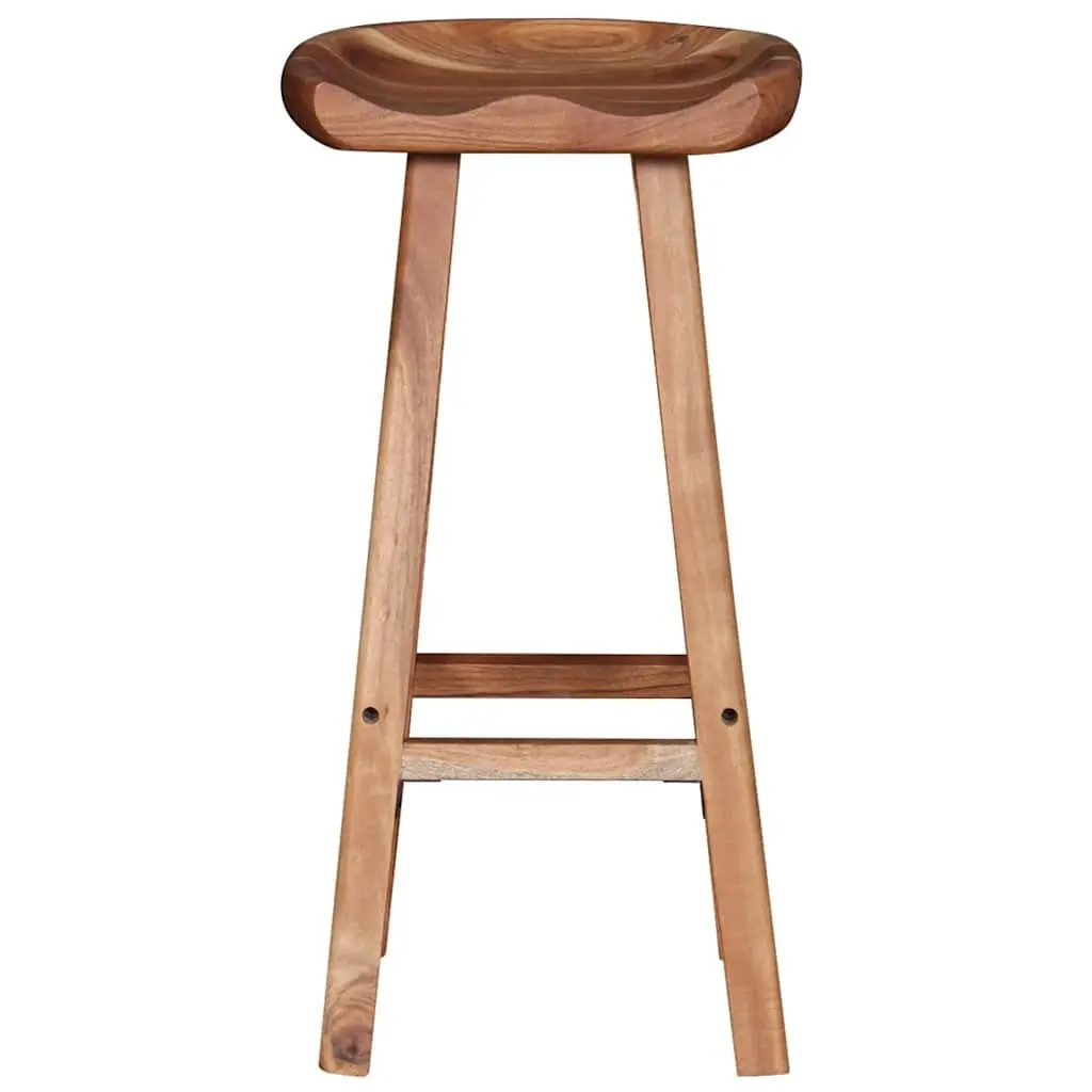 Bar Stools Handmade Brown Solid Acacia Wood 2 Piece