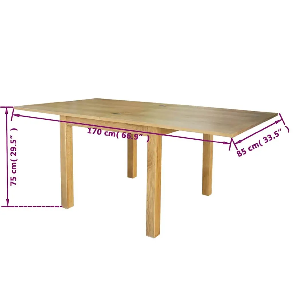 Extendable Dining Table Oak Wood Kitchen Room Furniture Brown Compact Design