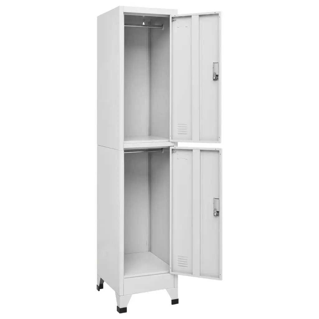 Storage Locker Cabinet Industrial Grey Steel 2 Compartments