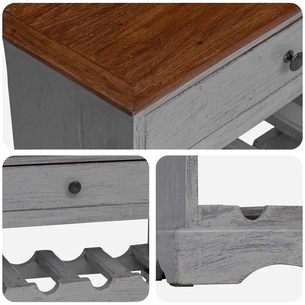 Solid Mahogany Wood Wine Rack Antique Style 55 x 23 x 85 cm
