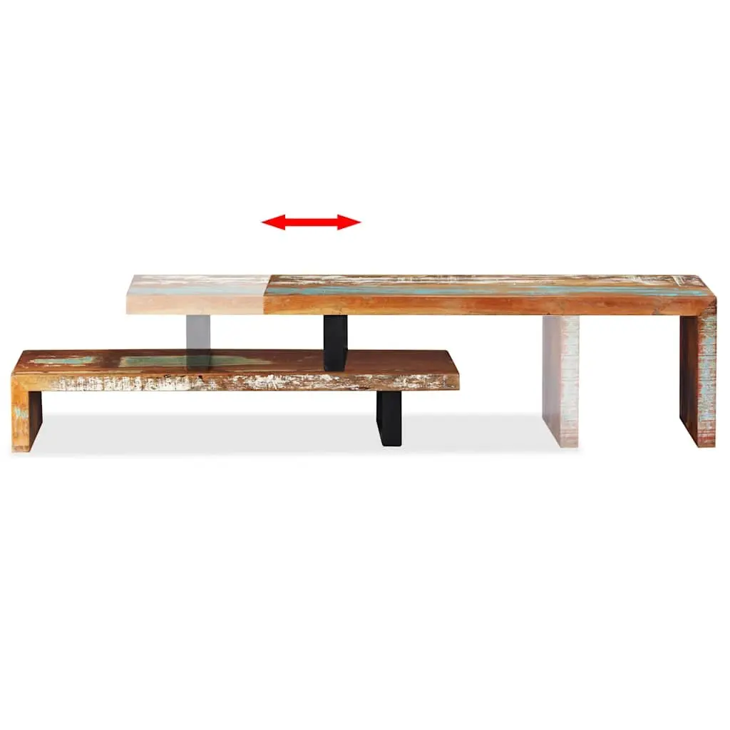 TV Stand Solid Reclaimed Wood Brown Stackable Storage Cabinet 2-Tier Lowboard