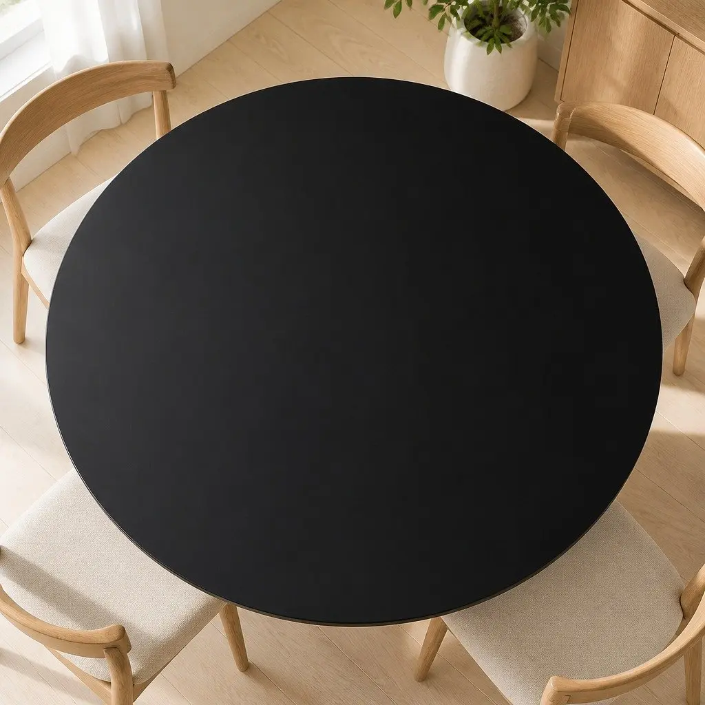 Tempered Glass Round Table Top Black 700mm