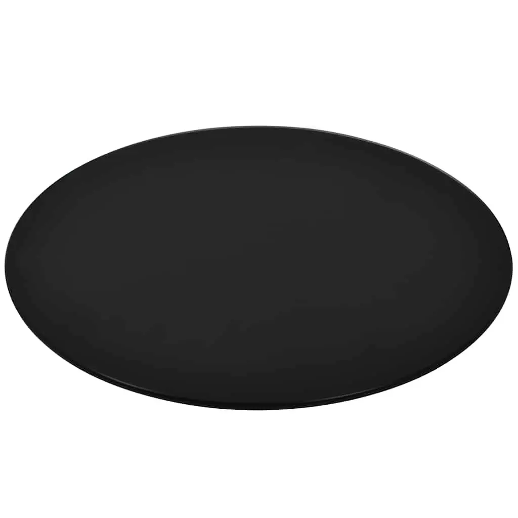 Tempered Glass Round Table Top Black 700mm