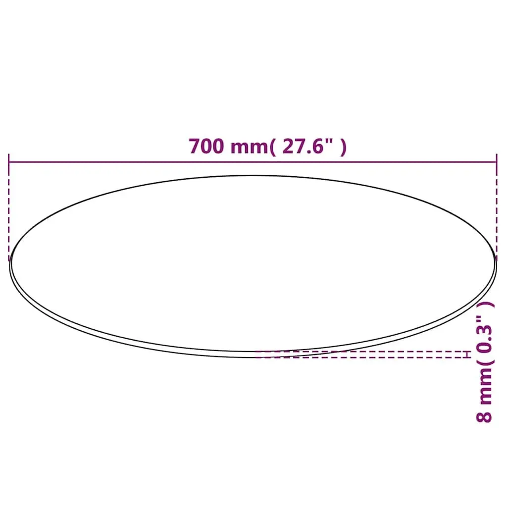 Tempered Glass Round Table Top Black 700mm
