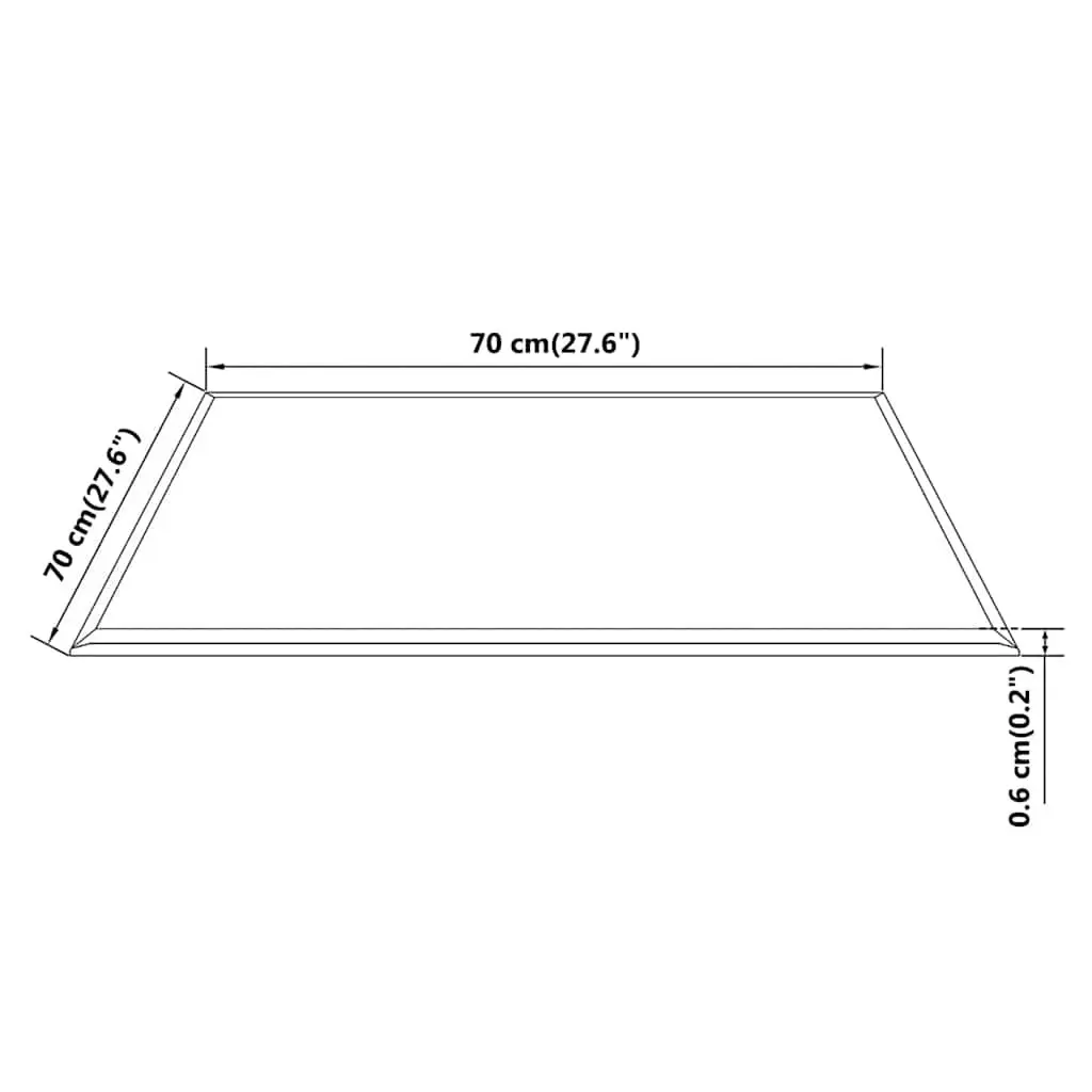Tempered Glass Table Top Square Black 700x700mm