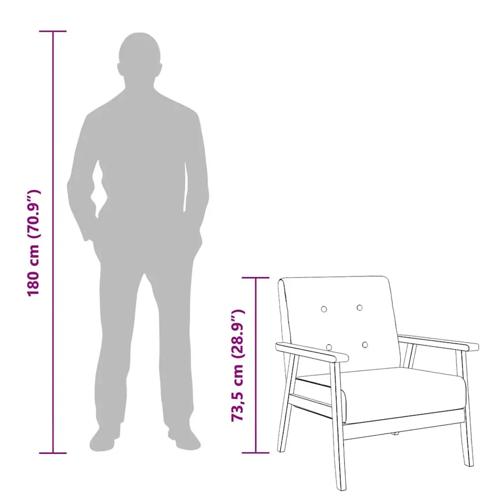 Armchair Blue Fabric Upholstered Lounge Chair with Wooden Frame for Living Room