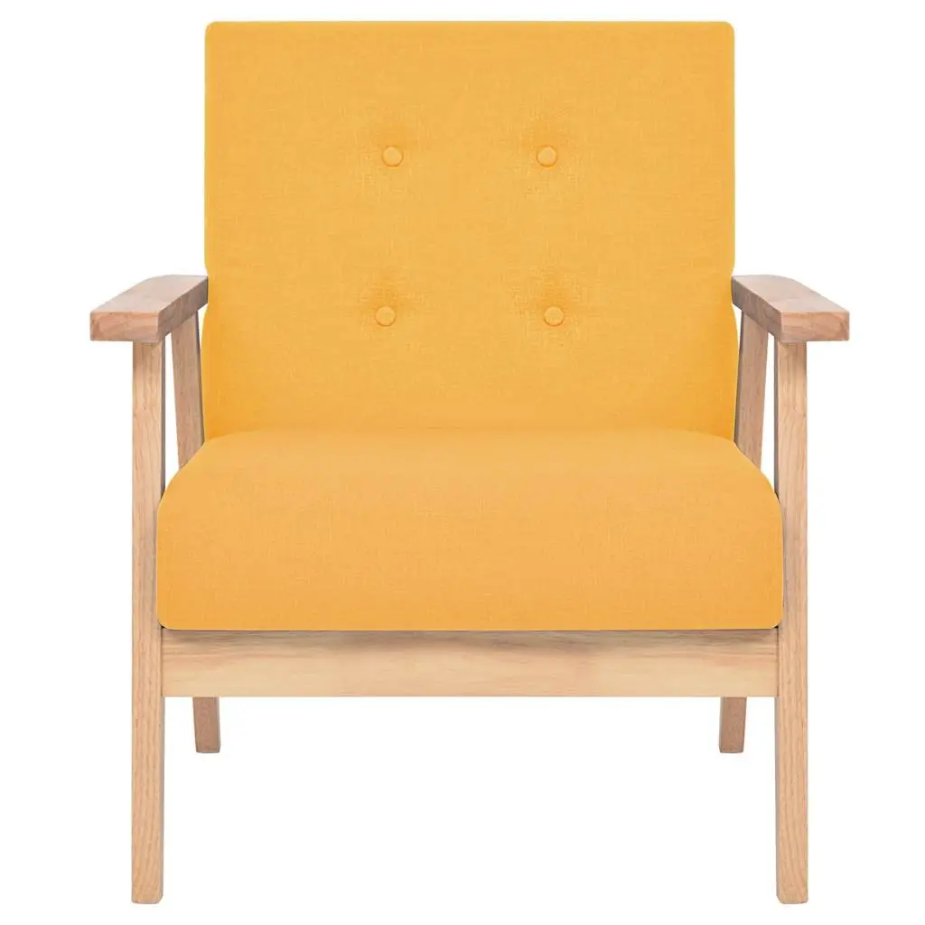 Armchair Yellow Fabric Living Room Lounge Chair Comfortable Padded Relaxation