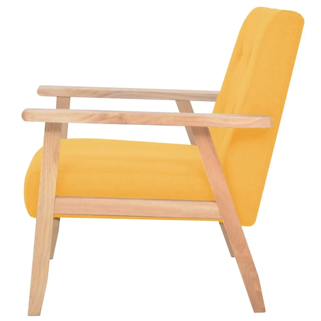 Armchair Yellow Fabric Living Room Lounge Chair Comfortable Padded Relaxation
