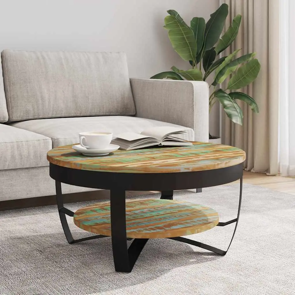 Coffee Table Handmade Solid Reclaimed Wood Industrial Vintage Style 65 cm