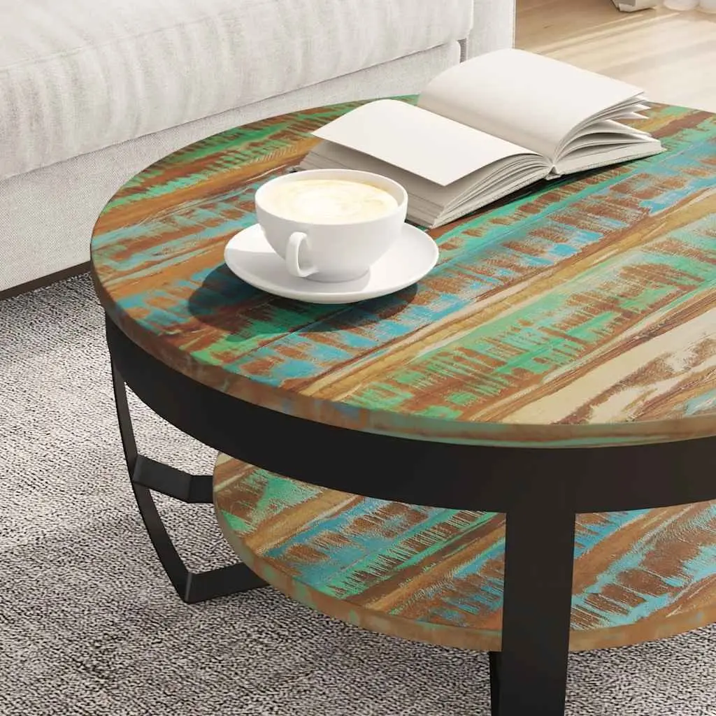 Coffee Table Handmade Solid Reclaimed Wood Industrial Vintage Style 65 cm