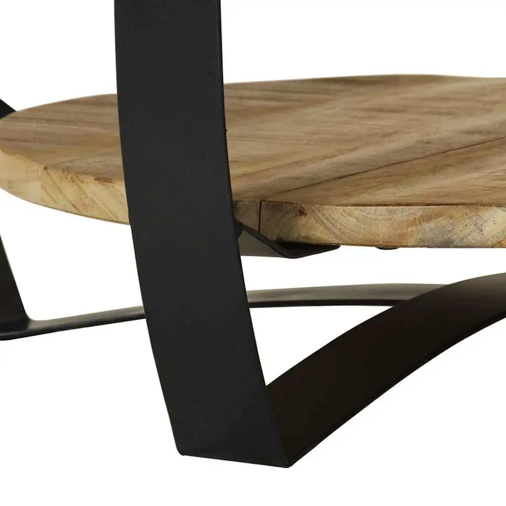 Coffee Table 65cm Solid Mango Wood Industrial Vintage Side End Table Shelf