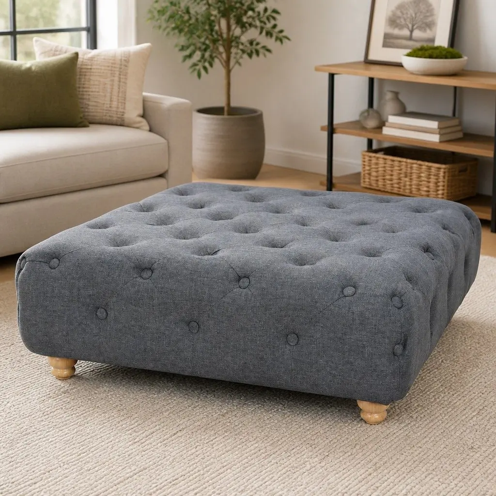 Grey Pouffe Footrest
