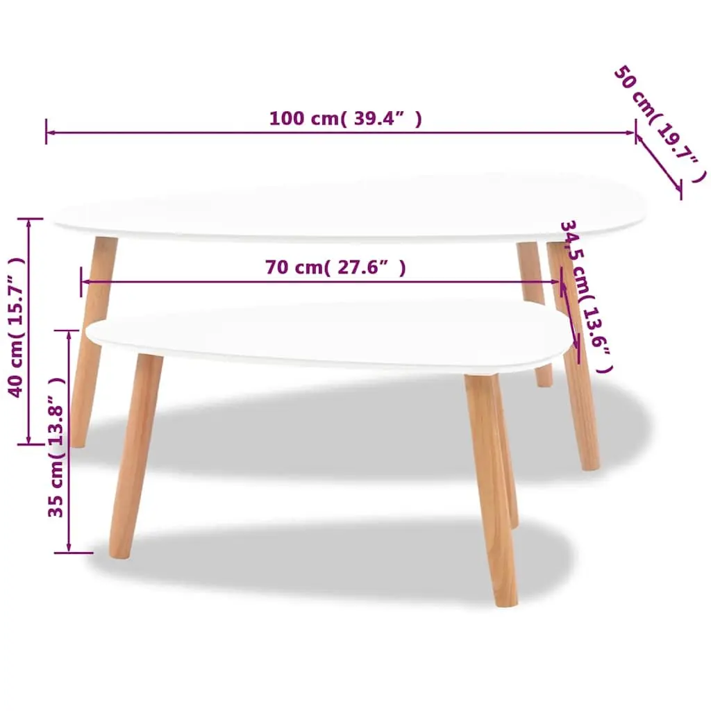 Coffee Table Set 2 Pieces Scandinavian Style Living Room Accent Tables