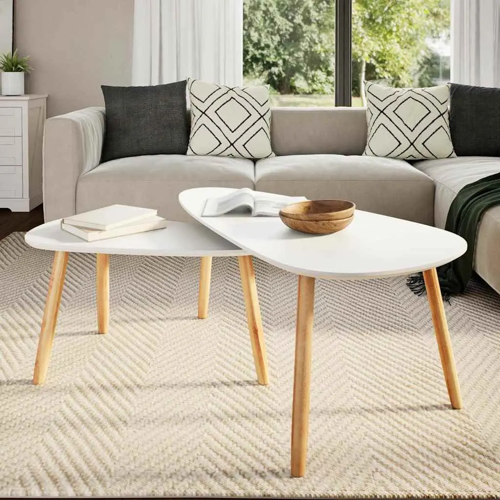 Coffee Table Set 2 Pieces Scandinavian Style Living Room Accent Tables