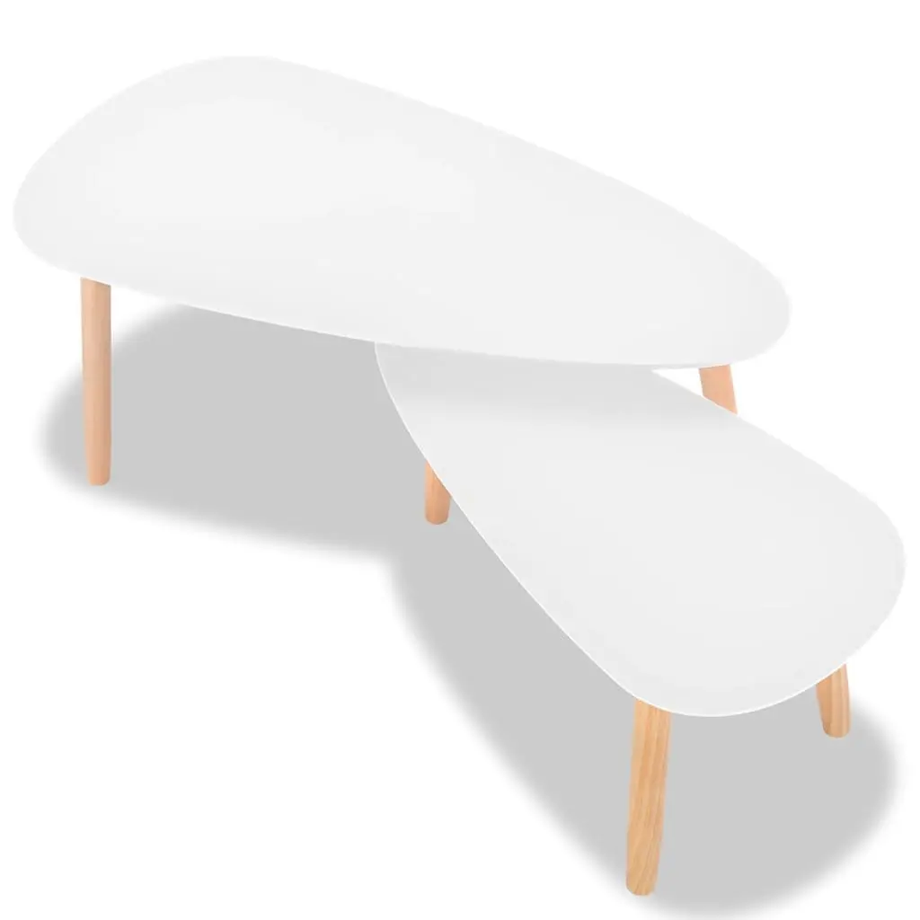 Coffee Table Set 2 Pieces Scandinavian Style Living Room Accent Tables