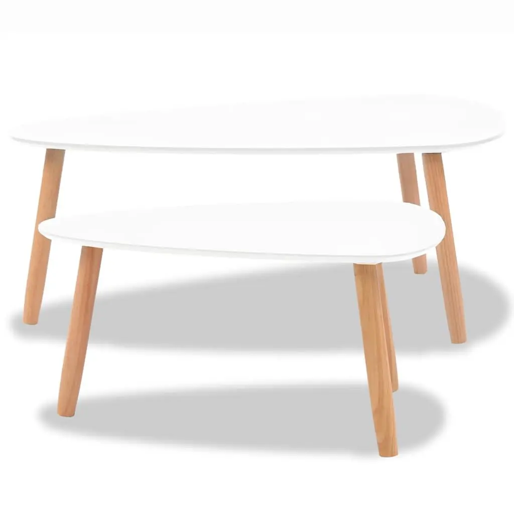 Coffee Table Set 2 Pieces Scandinavian Style Living Room Accent Tables