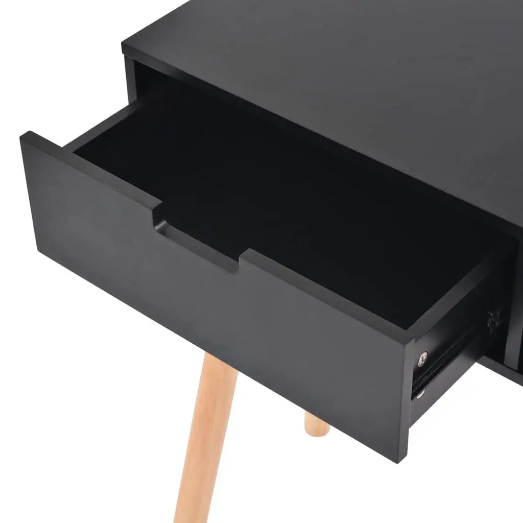 Black Console Table Solid Pinewood Accent End Table Living Room Furniture