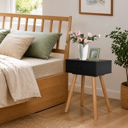 Friendly Black Pinewood Nightstands for Your Home