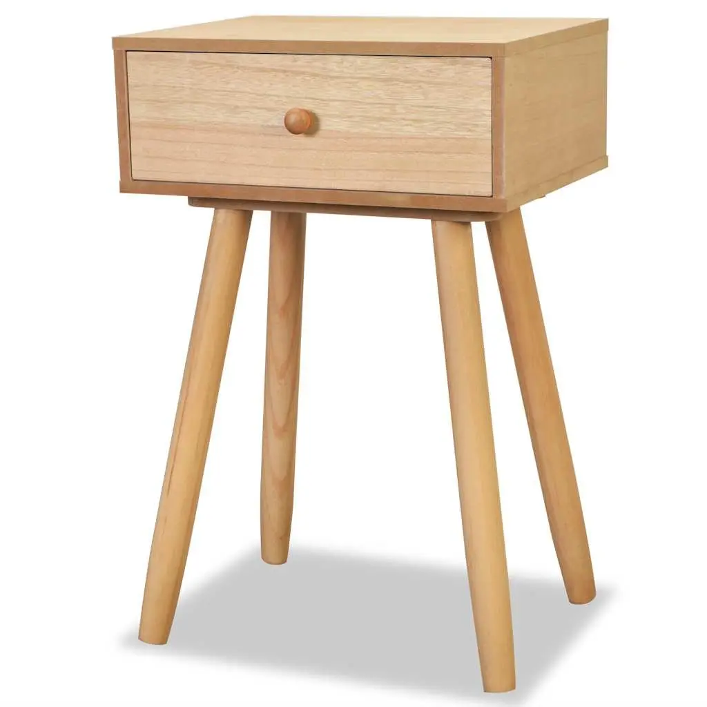 Solid Pinewood Retro Bedside Tables Compact Brown 40x30x61cm 2 Piece
