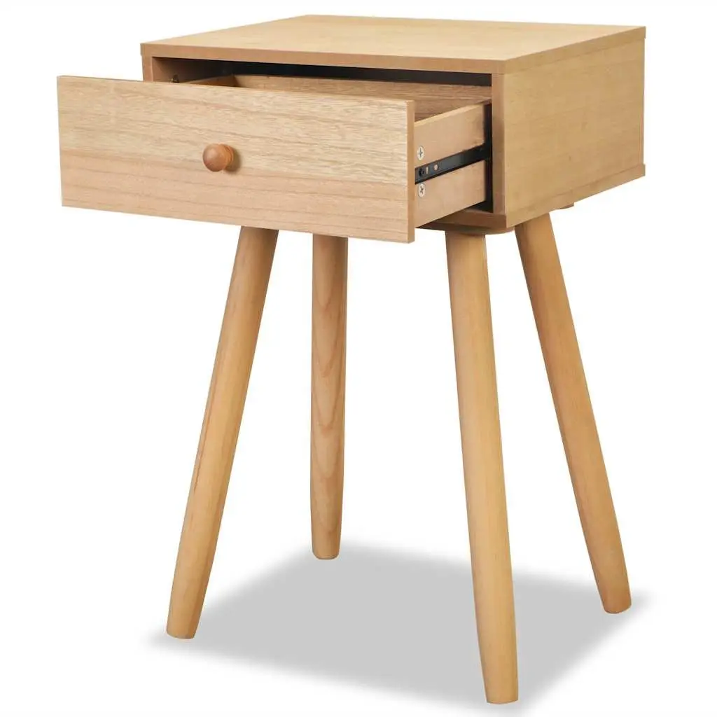 Solid Pinewood Retro Bedside Tables Compact Brown 40x30x61cm 2 Piece