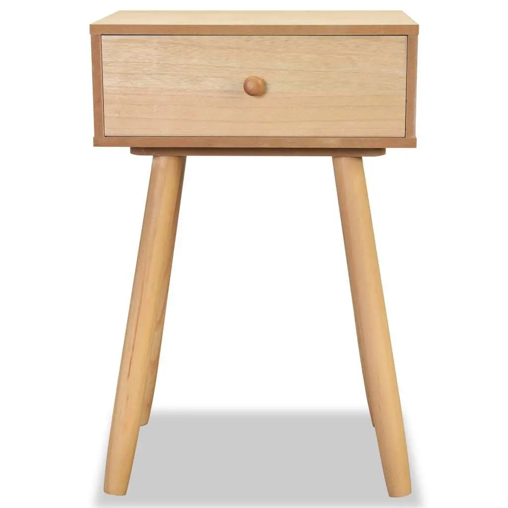 Solid Pinewood Retro Bedside Tables Compact Brown 40x30x61cm 2 Piece