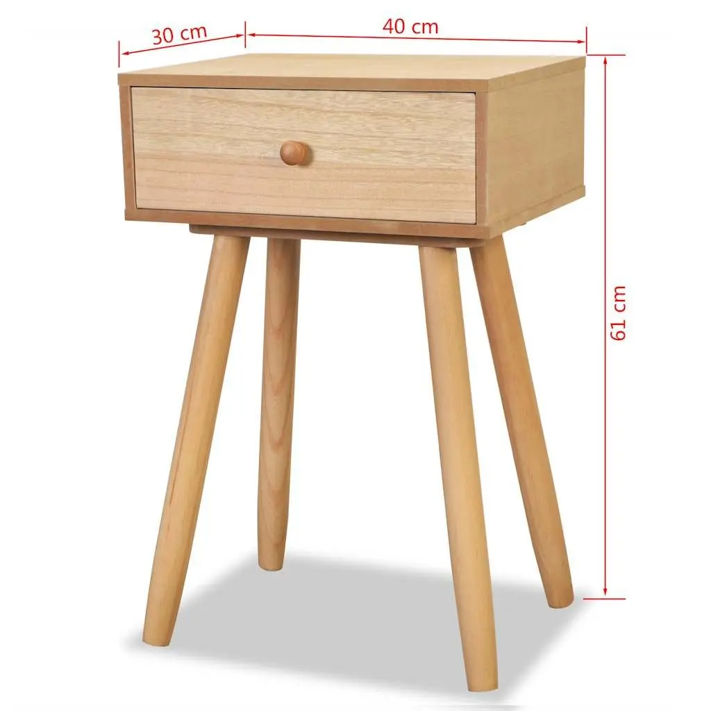 Solid Pinewood Retro Bedside Tables Compact Brown 40x30x61cm 2 Piece