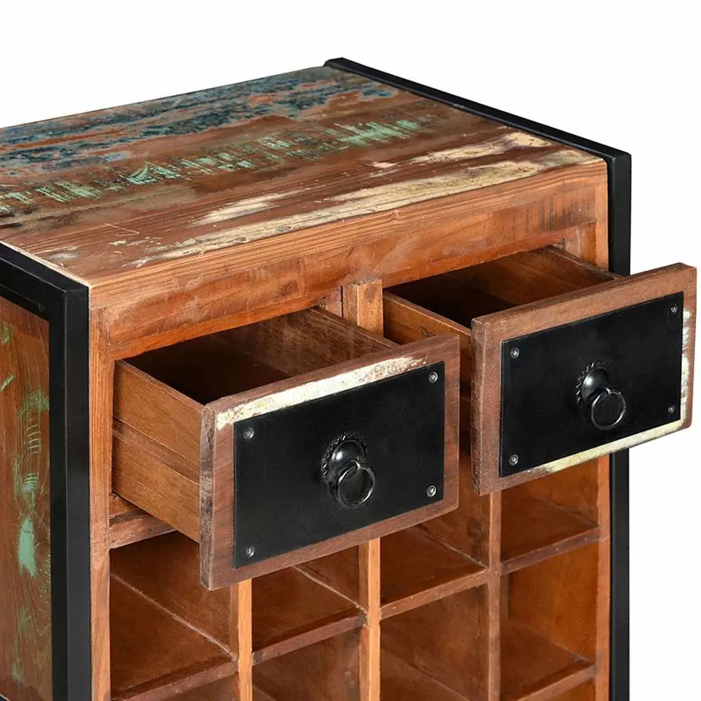 Wine Rack Industrial Style Reclaimed Wood 16 Bottle Storage Cabinet