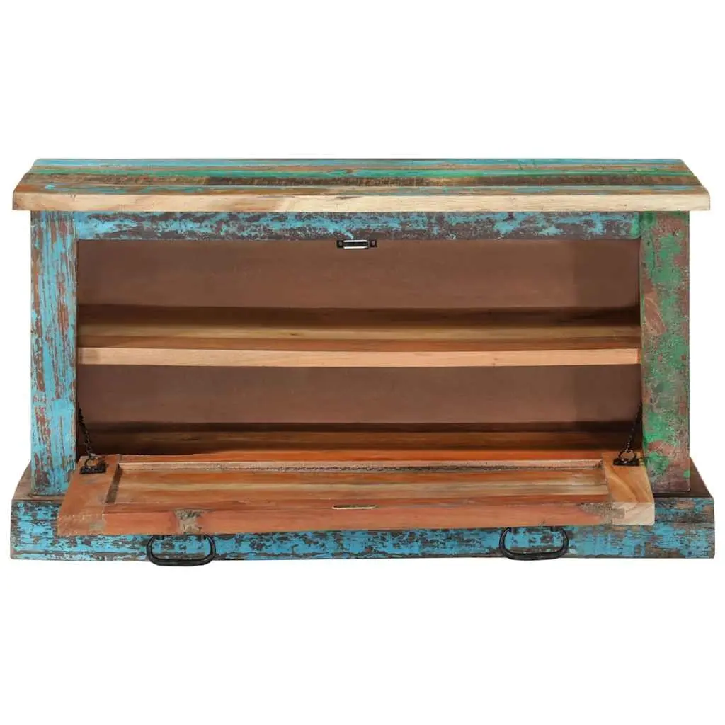 Shoe Storage Bench Solid Reclaimed Wood Entryway Hall Seating with Interior