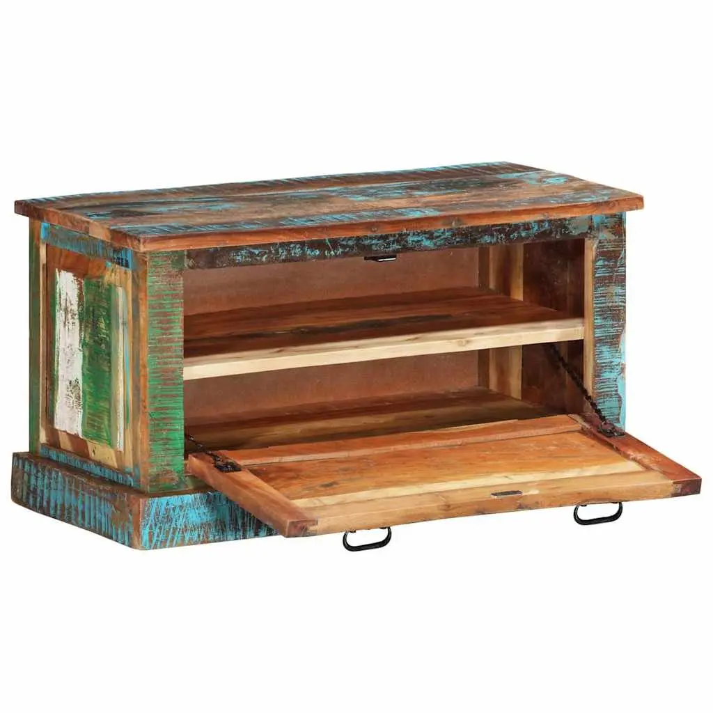 Shoe Storage Bench Solid Reclaimed Wood Entryway Hall Seating with Interior