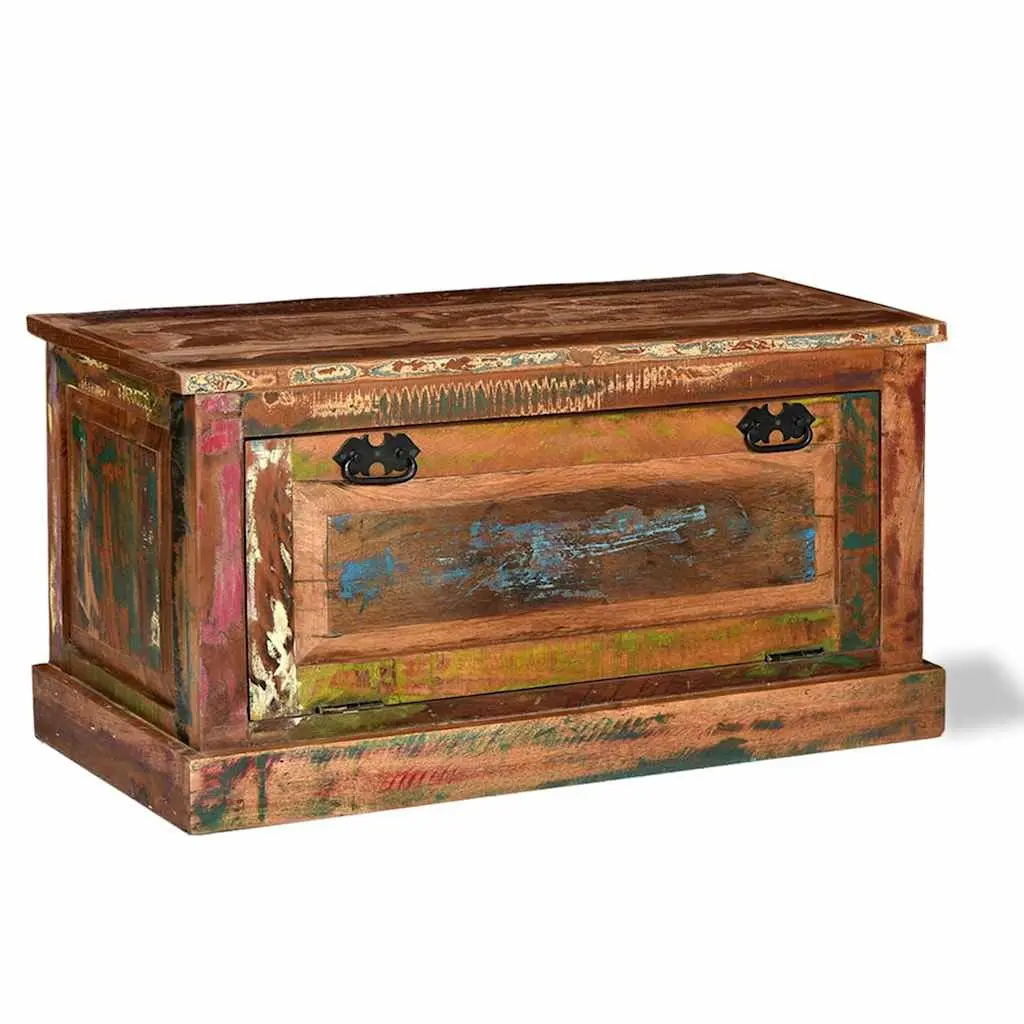 Shoe Storage Bench Solid Reclaimed Wood Entryway Hall Seating with Interior