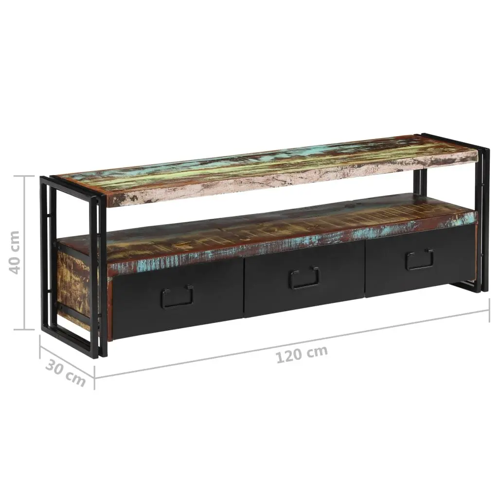 TV Cabinet Solid Reclaimed Wood Industrial Style 120 x 30 x 40 cm