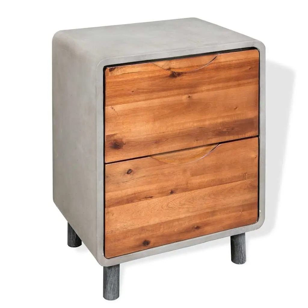 Bedside Table Industrial Style Concrete Frame Grey 40 x 30 x 50 cm