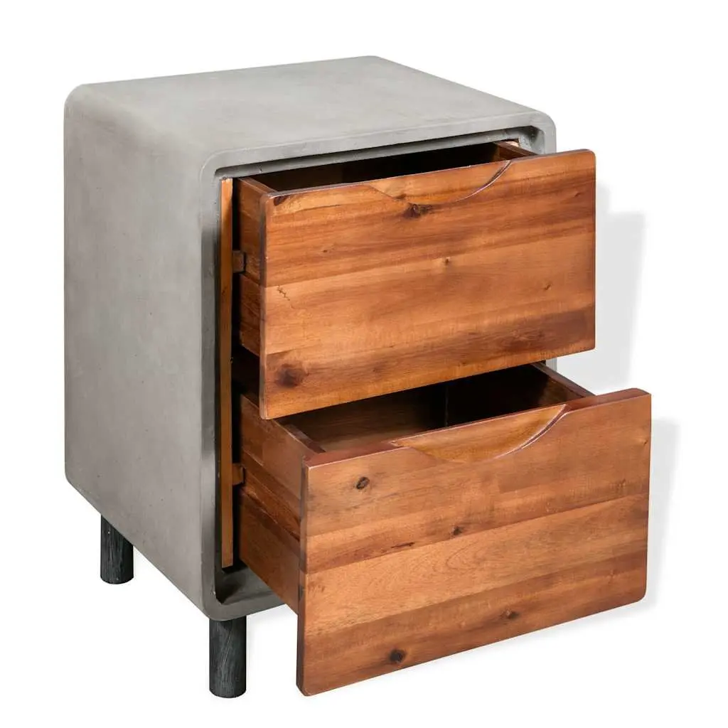 Bedside Table Industrial Style Concrete Frame Grey 40 x 30 x 50 cm