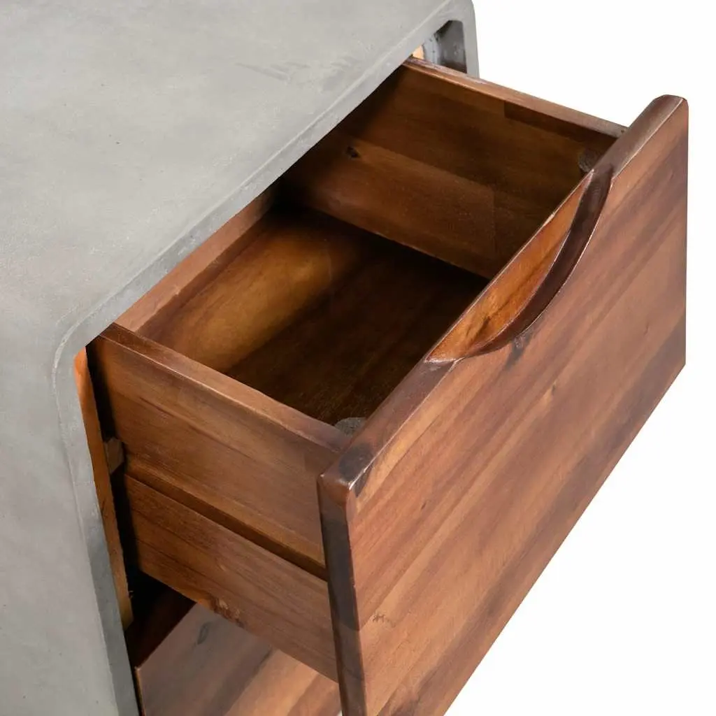 Bedside Table Industrial Style Concrete Frame Grey 40 x 30 x 50 cm