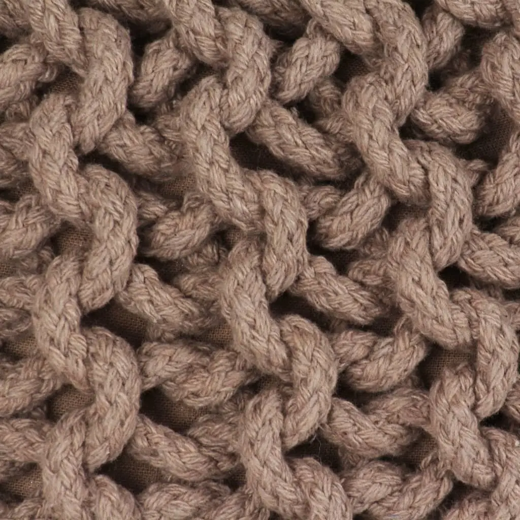 Hand-Knitted Cotton Pouffe Footstool Brown 50x35 cm