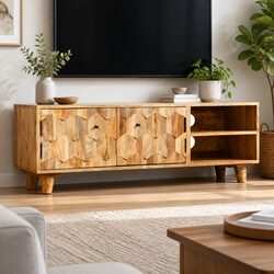 Your Ideal Lowboard - Solid Mango Wood Living Room Storage 118x35x40cm