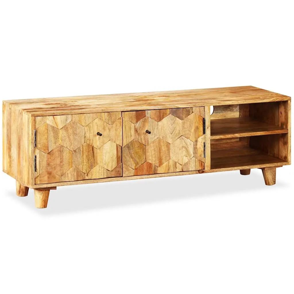 TV Cabinet Solid Mango Wood Lowboard Living Room Storage Unit Brown 118x35x40cm
