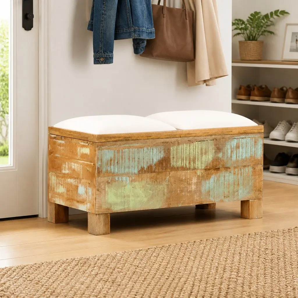 Storage Bench Solid Reclaimed Wood Retro Vintage Style Brown 80 x 40 x 40 cm