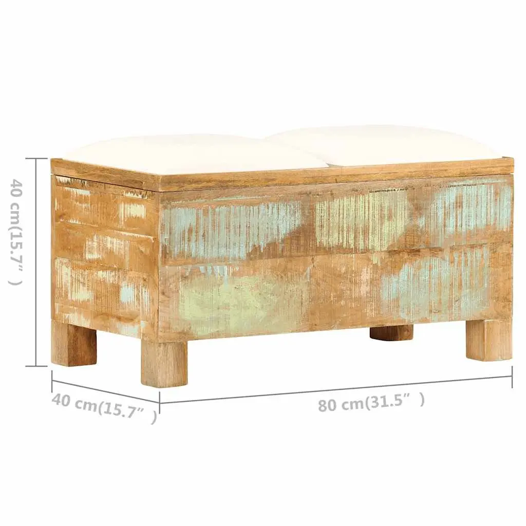 Storage Bench Solid Reclaimed Wood Retro Vintage Style Brown 80 x 40 x 40 cm