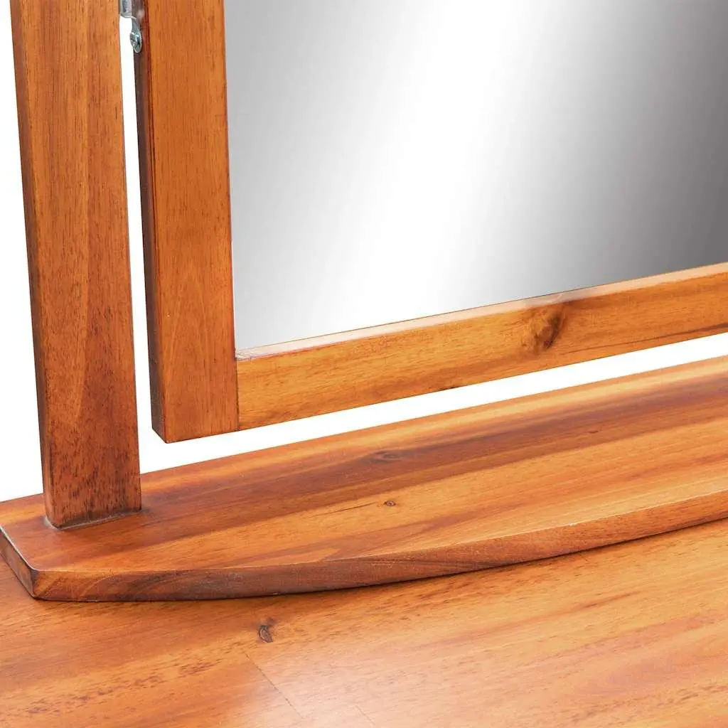 Vanity Unit with Stool and Mirror Solid Acacia Wood Bedroom Set