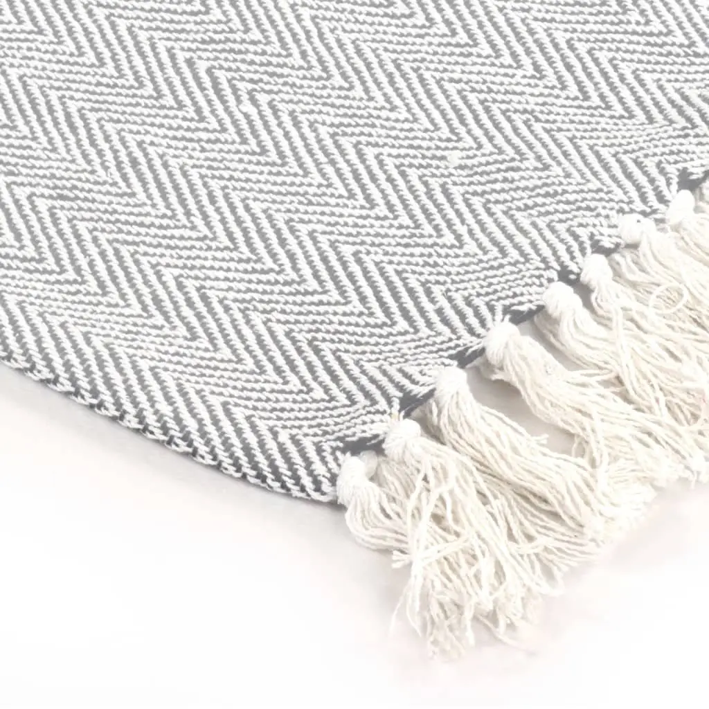 Soft Grey Cotton Throw Blanket 125x150 cm Herringbone