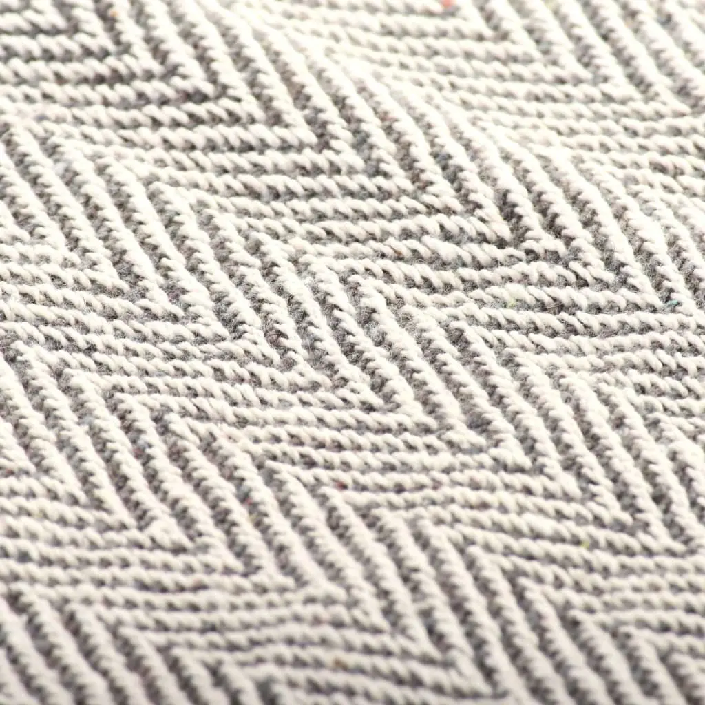Soft Grey Cotton Throw Blanket 125x150 cm Herringbone