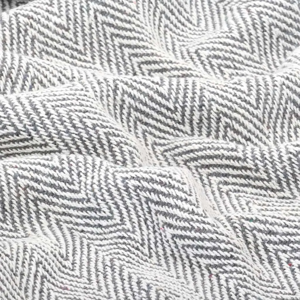 Cotton Herringbone Throw Blanket Soft Grey 160x210cm for Sofa Bed Chair
