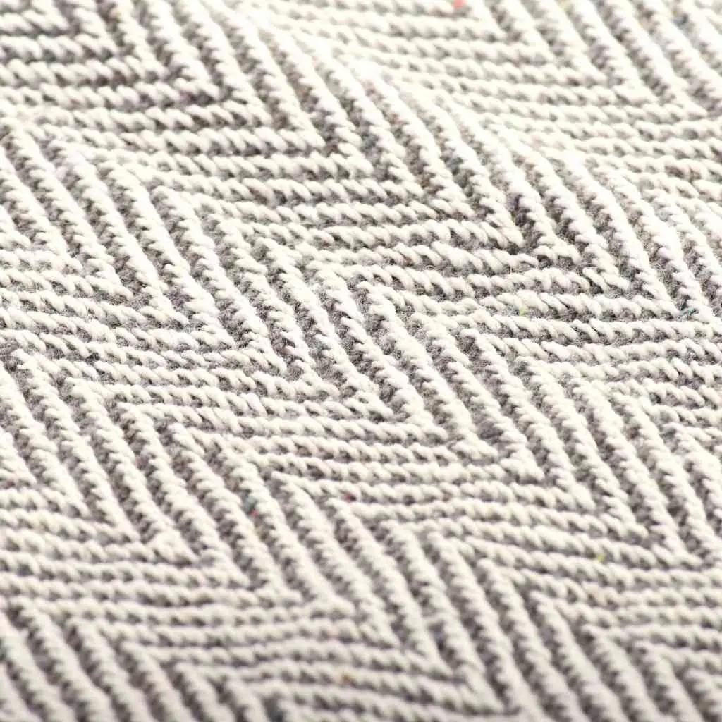 Cotton Herringbone Throw Blanket Soft Grey 160x210cm for Sofa Bed Chair